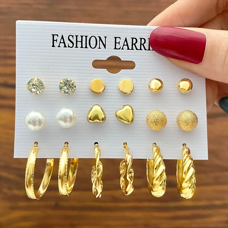 

9-piece Set of Minimalist and Fashionable Women's Earrings Set, Earrings, Jewelry