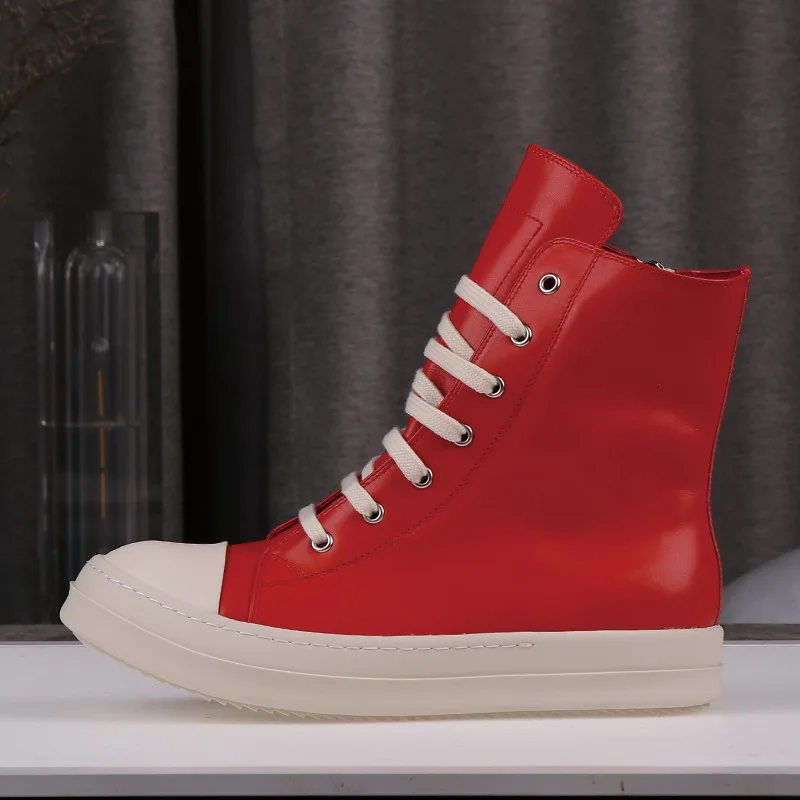 

Unisex Walking Shoes Spring Autumn 2023 New Round Toe Mixed Colors Upper High Top Unisex Sneakers Comfortable Concise Flat Shoes