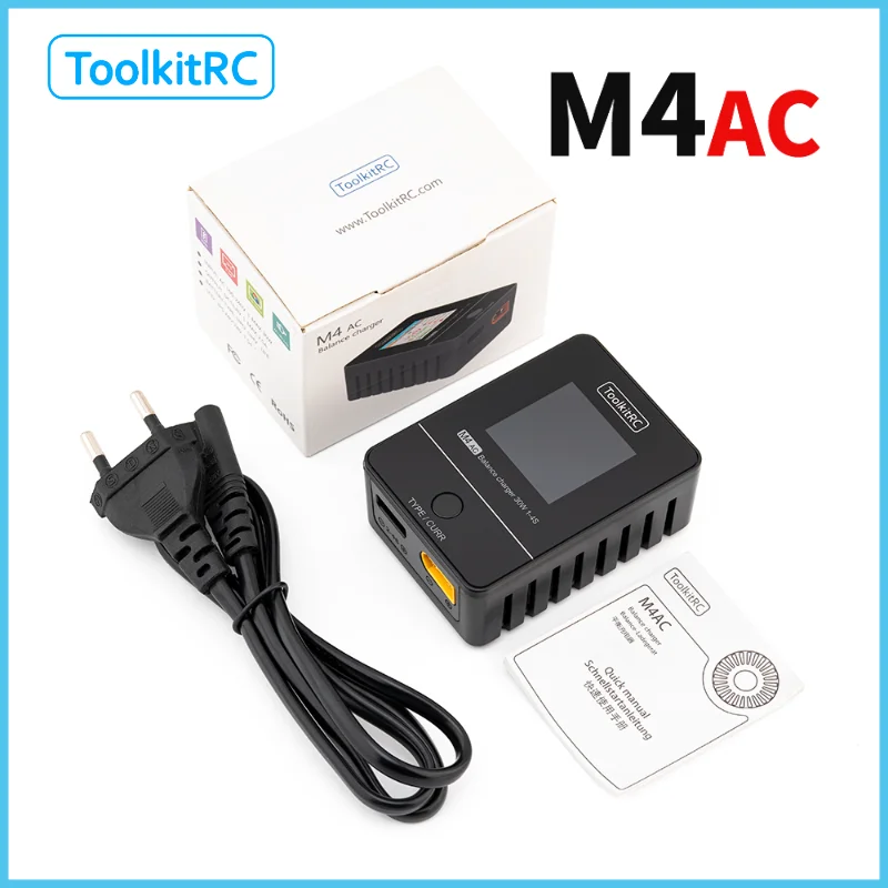 ToolkitRC M4AC 1S 2S 3S Lipo Battery Charger 30W with IPS Display XT30/ XT60 Interface for LiHV NiMh RC Racing Drone Battery