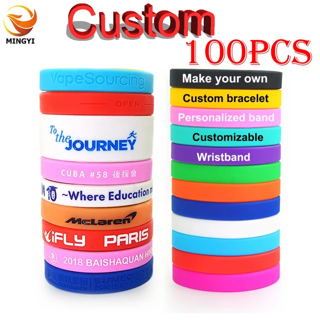 Amazon.com : Personalized Silicone Wristbands Bulk with Text Message Custom  Rubber Bracelets Customized Rubber Band Bracelets for Events,  Motivation,Fundraisers, Awareness,Red : Office Products