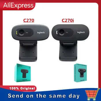 Webcam HD Logitech C270 C270i 720P originale al 100% con microfono integrato, USB 2.0, per PC e chat.