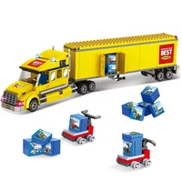 New Modern City Big Cargo Freight Truck Semi Trailer truck Large Heavy Goods Vehicle Car Model Building Blocks Bricks Kids Toys 1