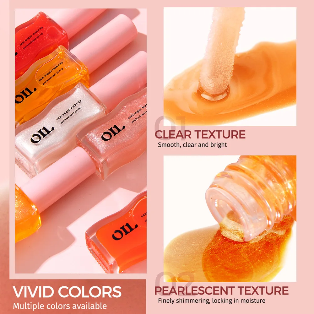 6 Colors 8ml Honey Infused Hydrating Lip Oil Long Lasting Liquid Lip Gloss Moisturizing Temperature Makeup Cosmetics lip gloss lip makeup lip glaze lip tint lip oil lip stain lip lacquer