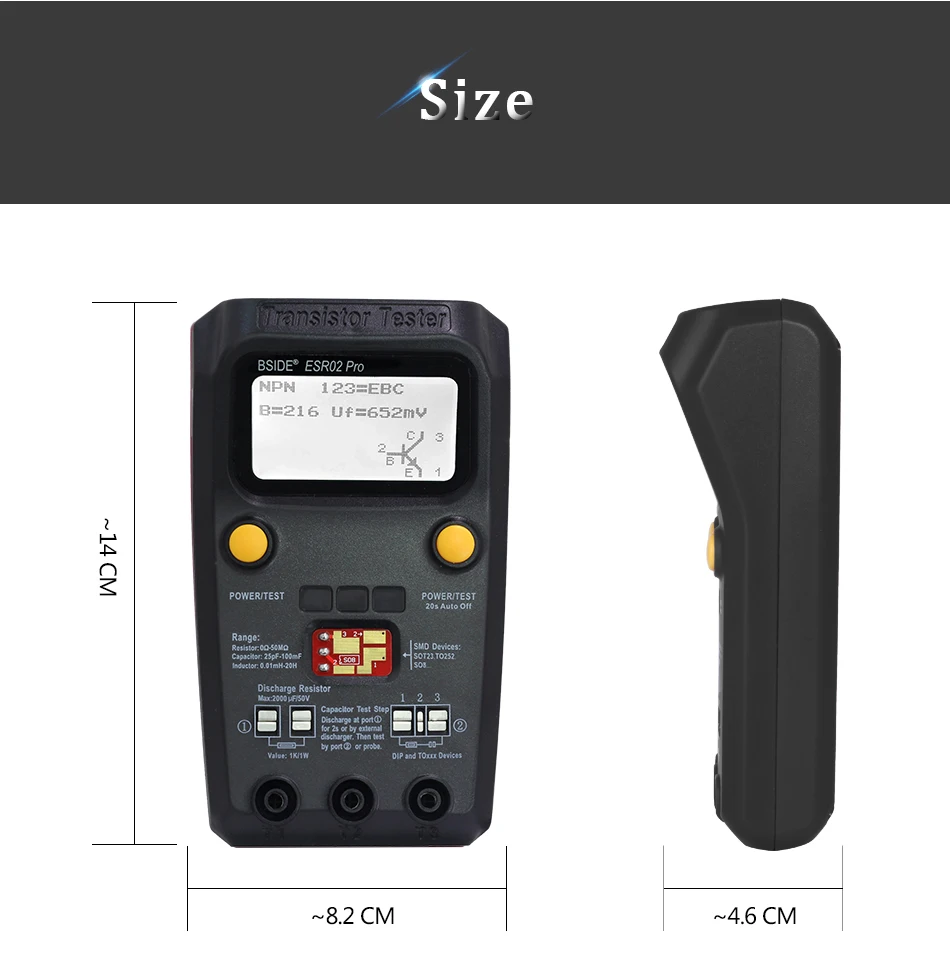 ESR02pro Multi-purpose Transistor ESR/SMD Tester Smart Diode Triode Capacitance