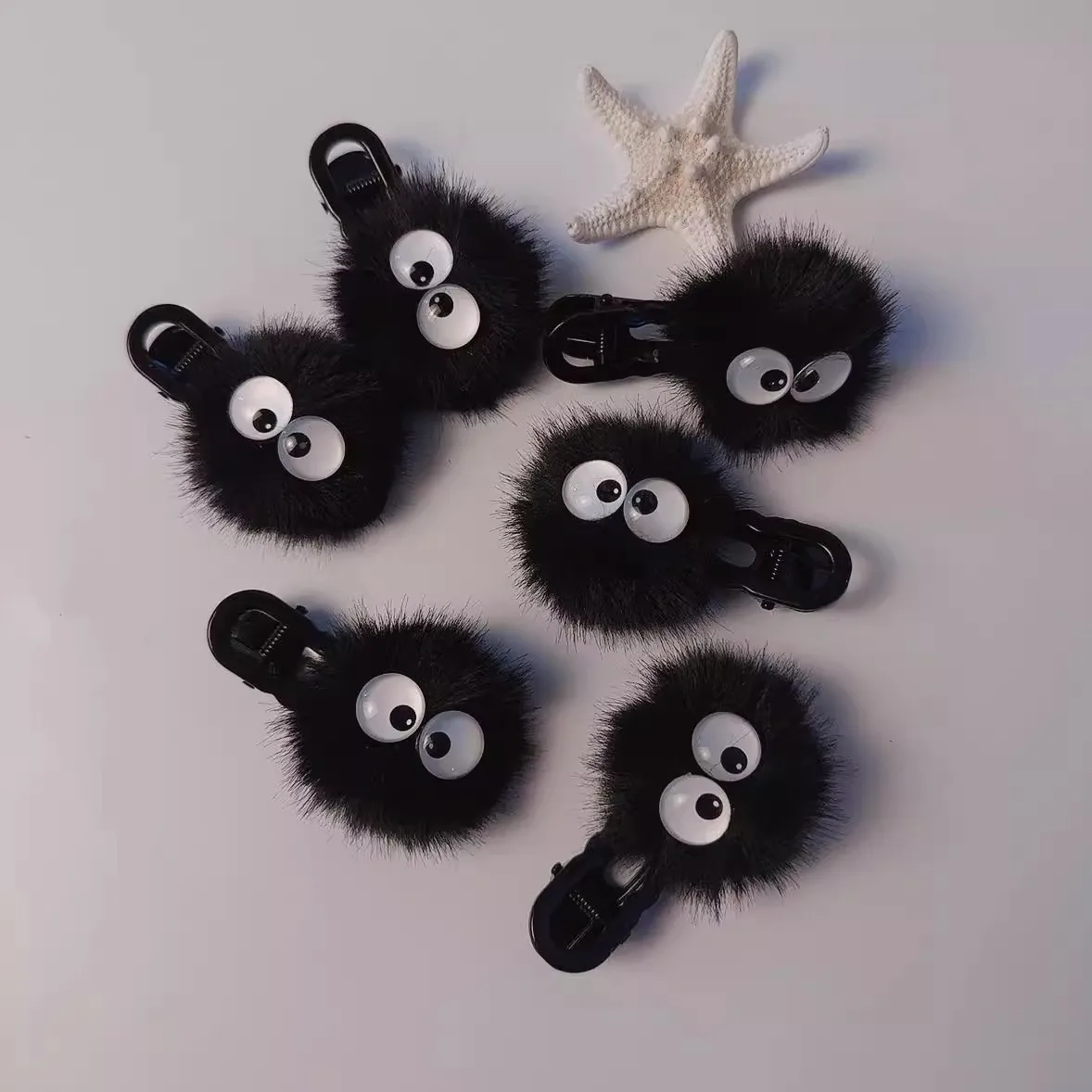 Kids Plush Funny Hair Clips Cute Cartoon Princess Girl Sided Clips Barrettes Black Duck Tongue Kids Hair Accessories