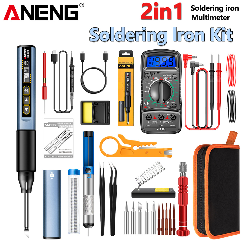 ANENG SL109 Electric Soldering Irons kit 75W Adjustable Temperature Welding Solder Rework Station Heat Pencil Tip Repair Tools