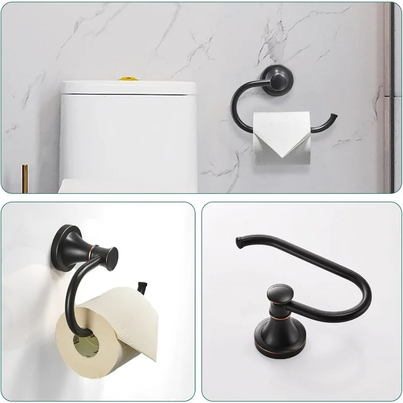 Oil Rubbed Bronze 4-Piece Bathroom Bath Set, Wall Mount Bathroom Hardware Fixture, Accessories