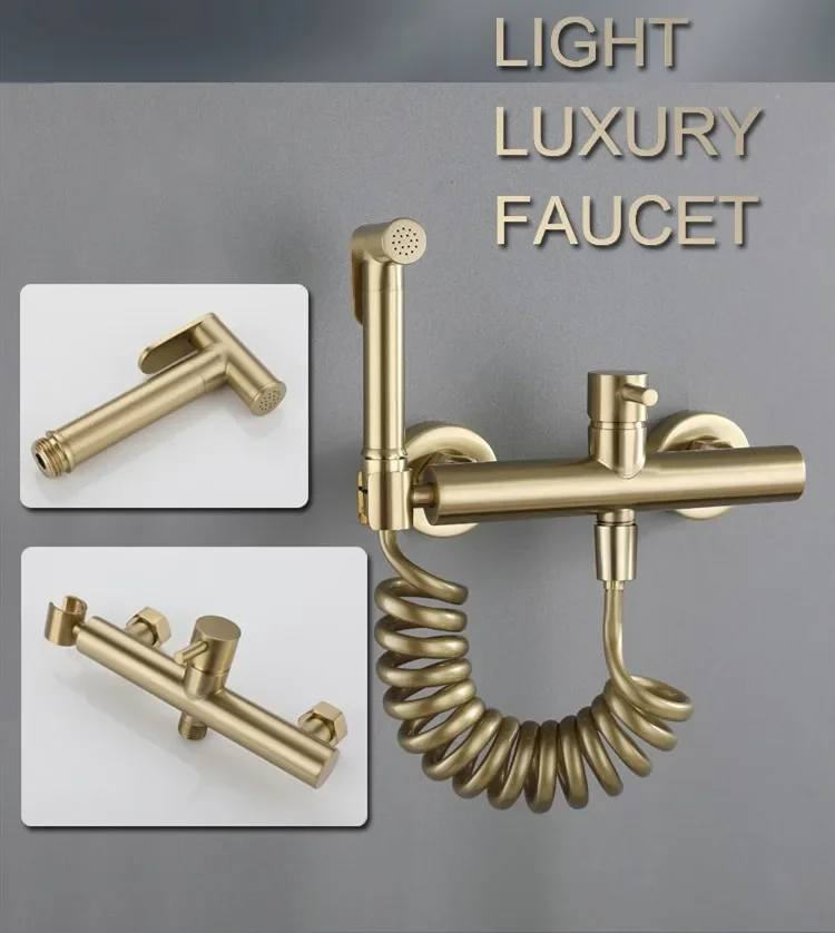 Description Picture 5 of itemToilet Bidets Sprayer Bathroom Accessories Cold And Hot Water Mixer Bidet Faucet Wall Mounted Rose Gold/Grey