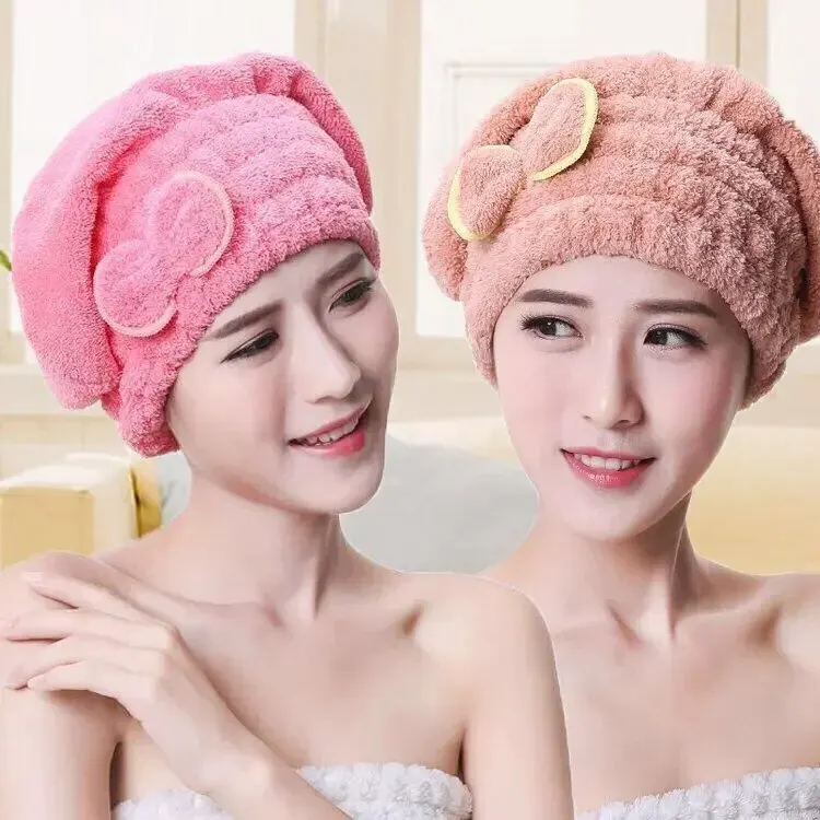 1Pc Mikrofaser Schnell Haar Trocknen Bad Handtuch Bowknot Wrap Handtuch Kappe Bad Zubehör Bonnets Für Frauen Designer Dusche Kappe – Detail 3