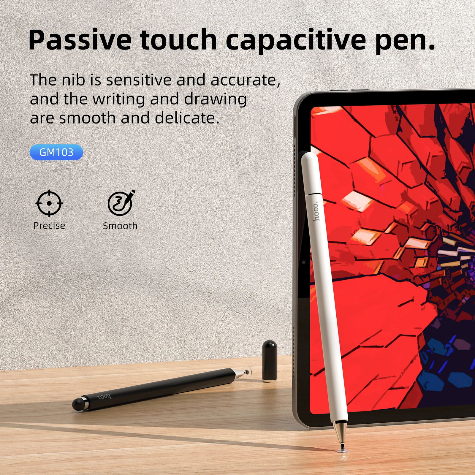 HOCO GM103 Universal Capacitive Pen Magnetic for iPad Samsung S24 Tablet pencil For Mobile Phone Pad Notebook Laptop Black White