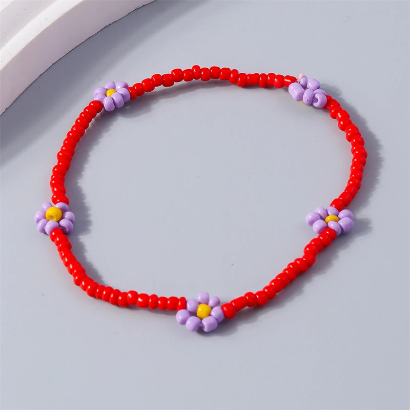 Böhmisches handgefertigtes buntes Perlenblumen-Fußkettchen für Sommer und Strand, Fußkette für Frauen und Mädchen, Urlaubsgeschenk ﻿ – Detail 10