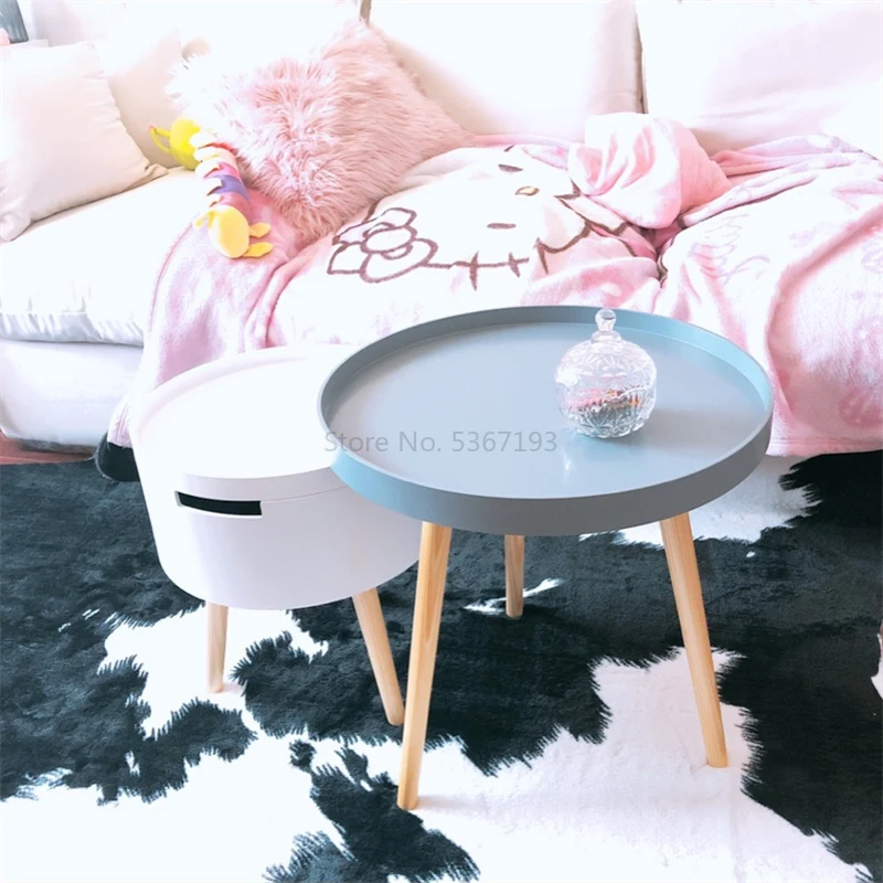 Multi use Solid Wood Nordic Creative Coffee Table Simple Sofa Side