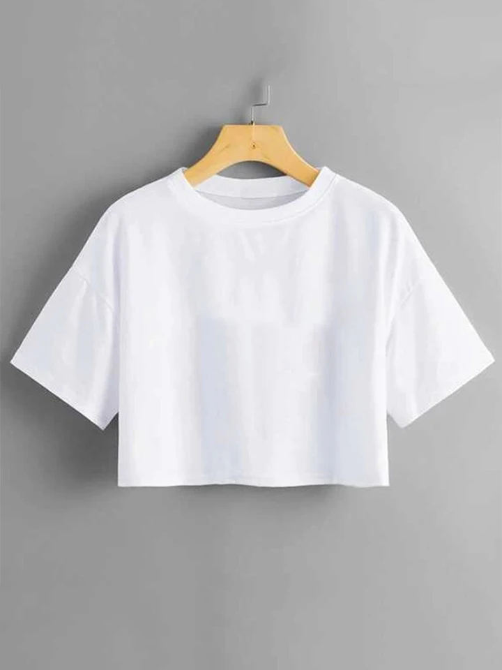 Women's Half Sleeve Cropped T-Shirt – 60% Cotton, 35% Polyester, 5% Spandex Blend - View #4