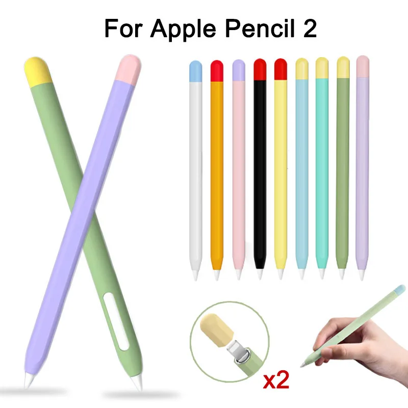 

For Apple Pencel 2gen Case Silicone Protective Cover Pouch Dust Proof Anti-scratch Non Slip Stylus Nib Case for Ipencil 2