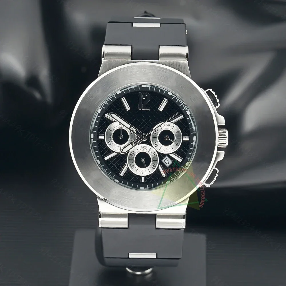 

2023 Fashion New Top Brand Men's Quartz Chronometer 44mm Diagono Steel Case Black Rubber Wristband Relay Masculino
