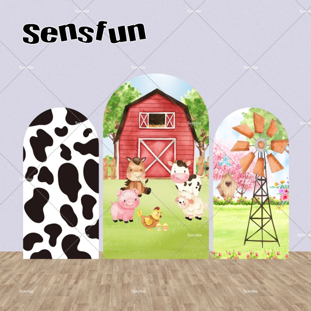

Cow Pint Farm Theme Chiara Arch Backdrop Cover Cartoon Animals Kis Birthday Party Baby Shower Background Doubleside