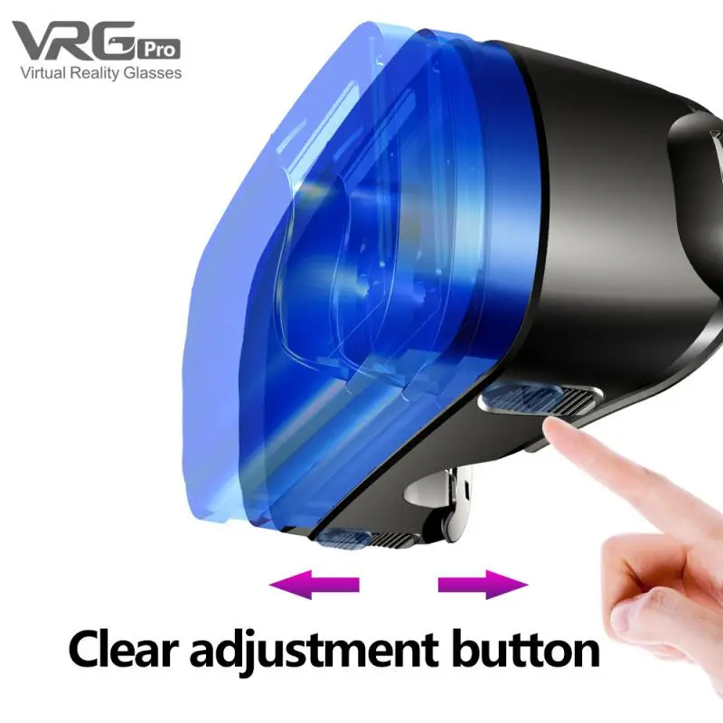 Portable VRG 3D VR Glasses Virtual Reality Full Screen Visual Wide-Angle VR Helmet Glasses For 5 To 7 inch Smartphone Devices