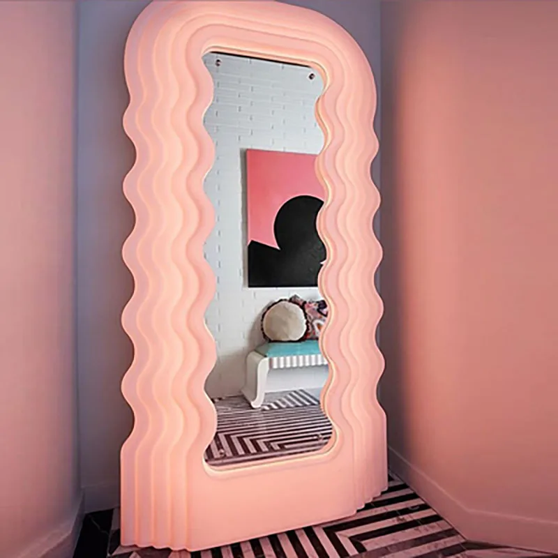 Large Wall Mirror Floor Art Full-body Aesthetic Room Decor Mirror With Led Large Bedroom Espejo ...