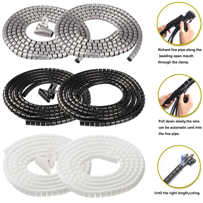 1/2m Kabel organisator weiche flexible Spiralen Speicher rohr Kabel management Kabel wickler Schutz Schreibtisch ordentlich Kabel zubehör – Detail 2