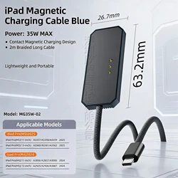 Dual - Port Magnetic Wireless Charger with Fast USB - C Charging Cable - 1 PCS (Blue  L  35W 2M)