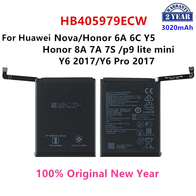 

100% Orginal HB405979ECW 3020mAh Battery For Huawei Nova Enjoy 6S Honor 6C Y5 2017 p9 lite mini AZ-AL10 TL00 L01 L02 L12