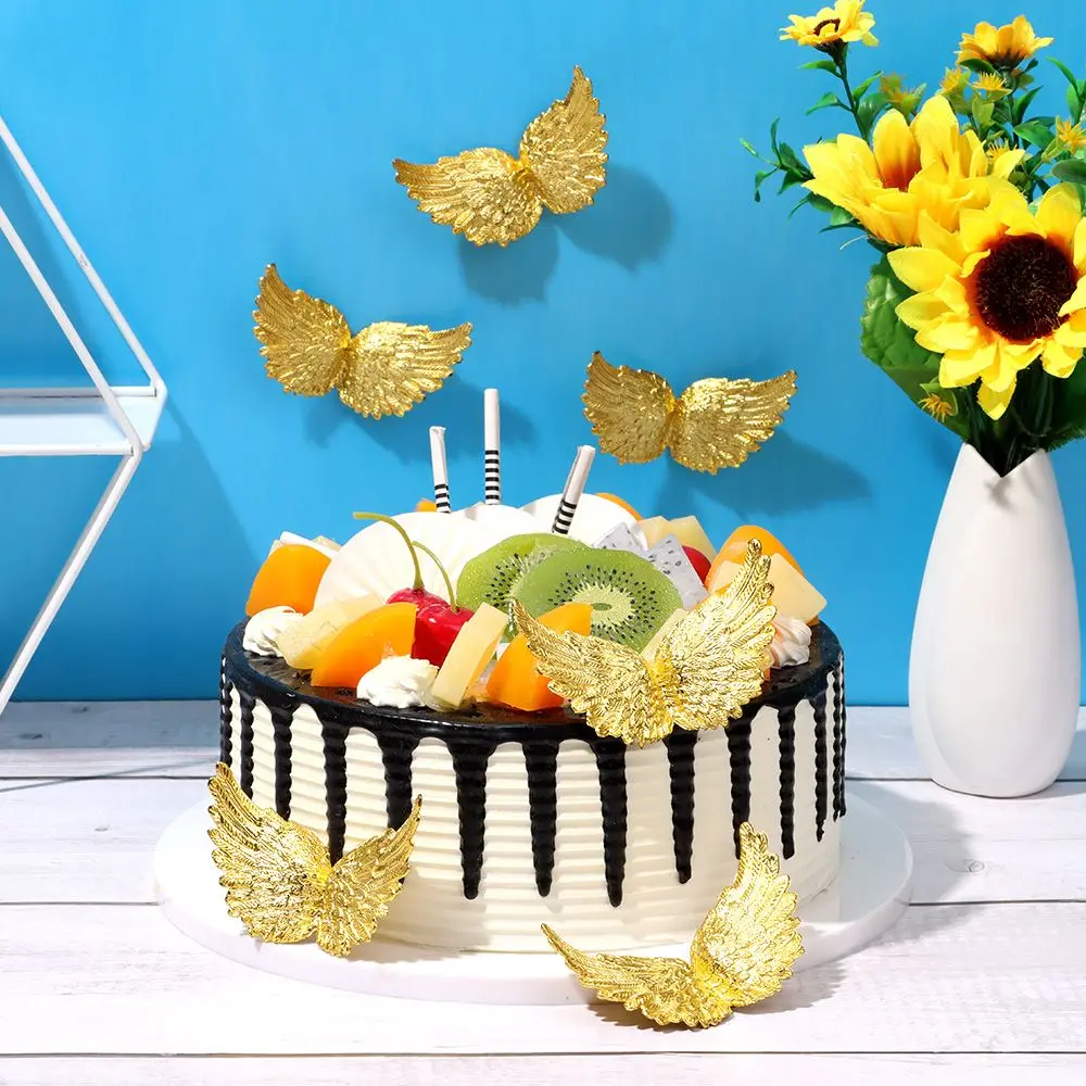 12Pcs Plastic Angel Wings Cake Decoration Christmas Tree Ornaments Happy Birthday Feathers Party Wings Costume DIY Crafts