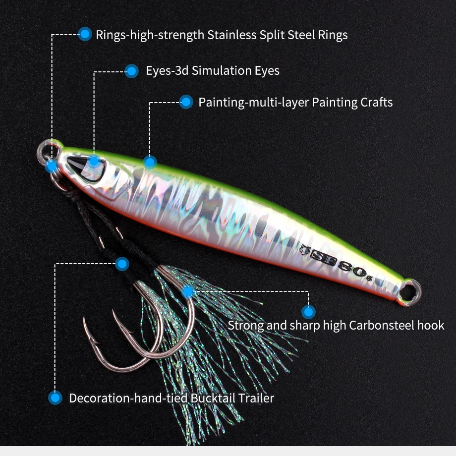 Description Picture 5 of itemSF12 Seafox Fishing Goods 2023 Artificial Baits Sea Fishing Lures Metal Jig 40G 60G 80G 100G Fishing Tackle For Fishing