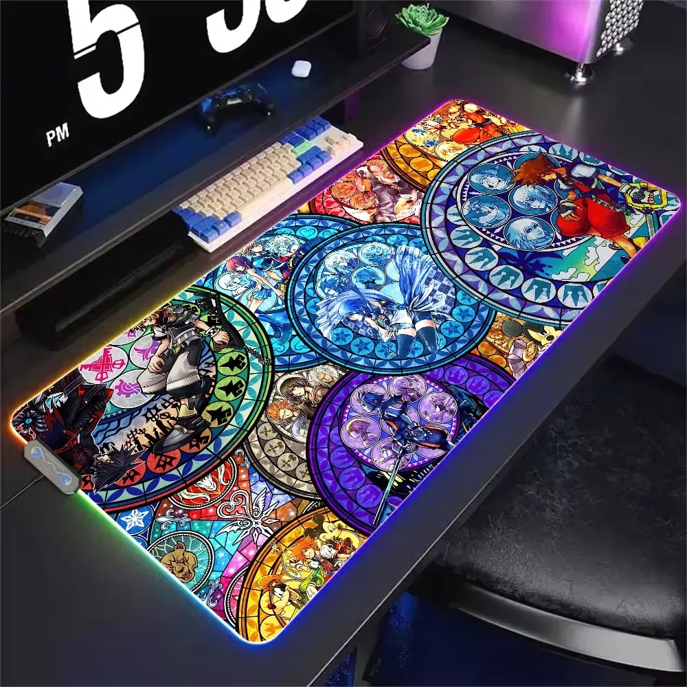 Disney K-Kingdom Hearts For Rgb Mouse Pad Xxl Steelseries Laptop Mat Gaming Mousepad Backlit Keyboard 3