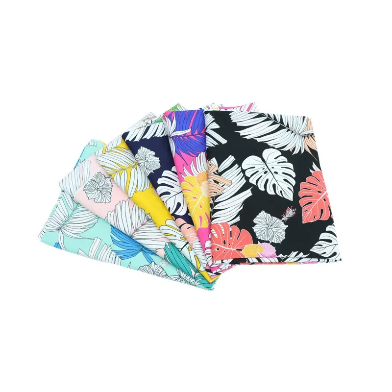 Fresh Leaf Pattern Polyester Printed Fabric Bohemian Style Beach Skirt Clothing Material Banana Leaf Design Wax Dyeing Cloth