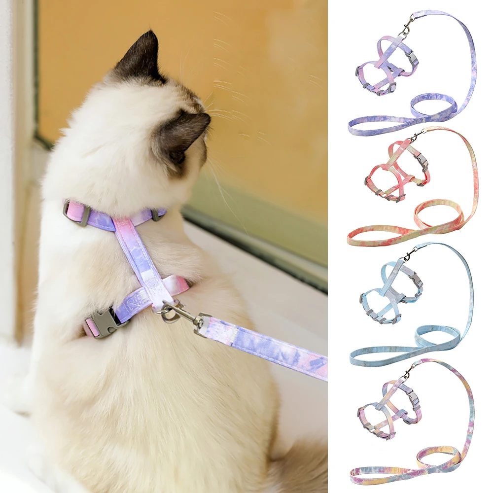 H-Type Cat Harness Vest - Escape-Proof Soft Kitten Harness With Leash Set, Adjustable Breathable Safety Vest For Indoor Outdoor_voghion.com