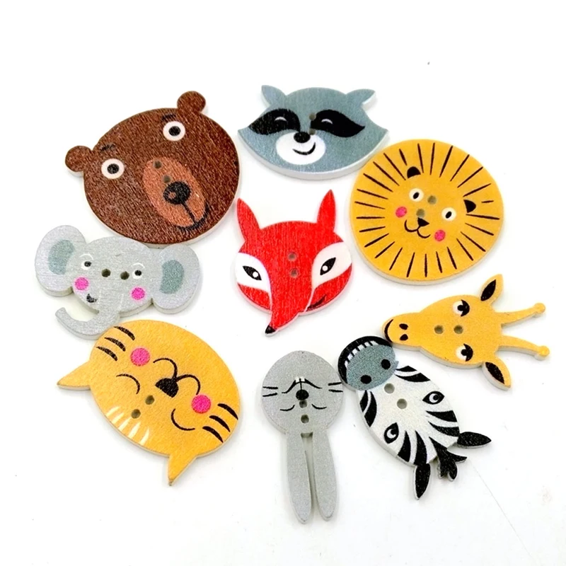 

50/100Pcs 2 Holes Colorful Mixed Wooden Buttons Sewing DIY Craft Scrapbooking