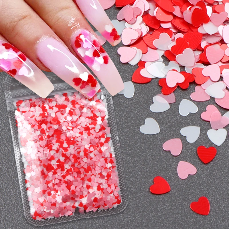 100 Best Valentine's Day Nails : Acrylic Love Heart Pink Nails 1 - Fab Mood
