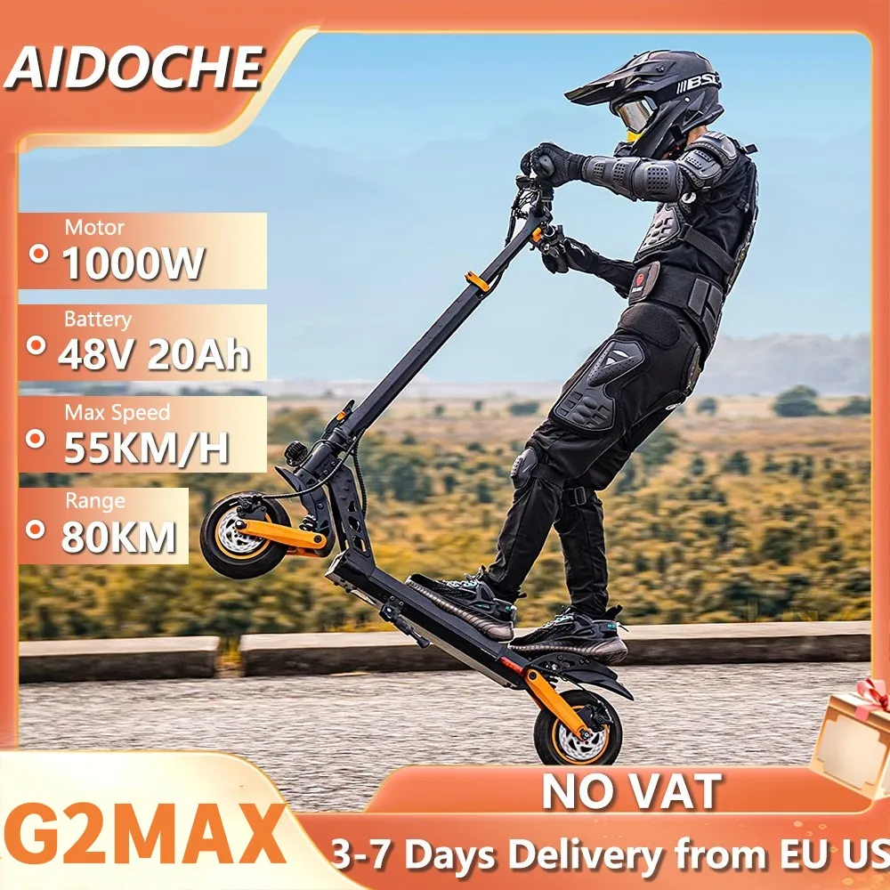 

1000W Electric Scooter 48V 20AH 55km/h Max Speed 80KM Range 10Inch Off Road Tires Scooter Folding Electric Scooter for Adults