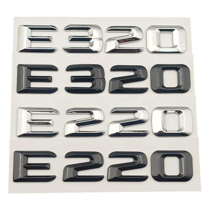 3d ABS Black Chrome Car Letters Trunk Badge For W213 Mercedes Benz E220