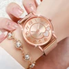 5PCS/Set Women Watches Diamond Jewelry Set Fashion Heart Dial Plastic Band Female Quartz Wristwatch（Without Box） 3