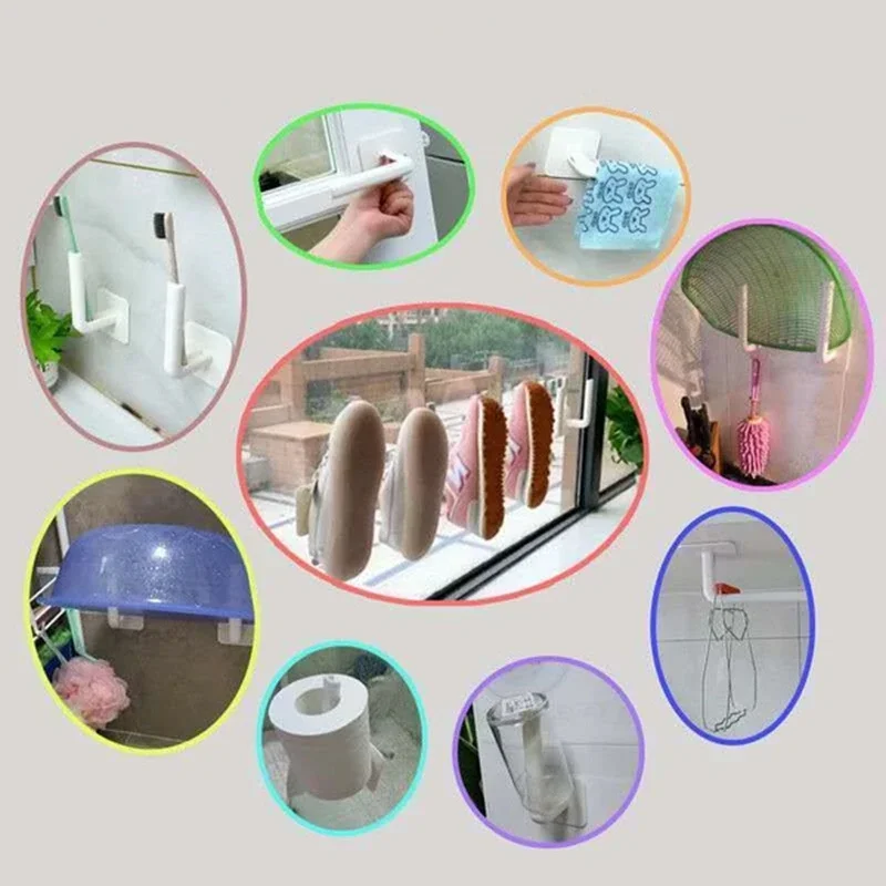 

1 Hook L-Shape Punch-Free Wall Mounted Cloth Hanger for Coats Hats Towels Clothes Kitchen Rack Roll Bathroom Holder Pcs