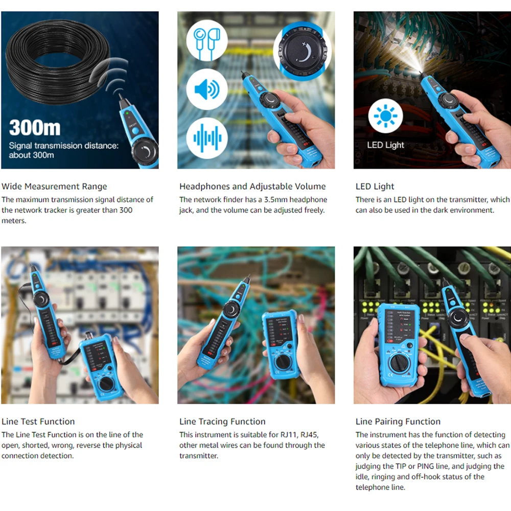 Premium Cable Tracker Tester - Network & Telephone Wire Finder with High-Quality LAN Line Detection