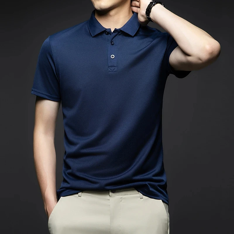 

2024 Men's fashion solid short sleeve Polo shirt Summer breathable comfortable top