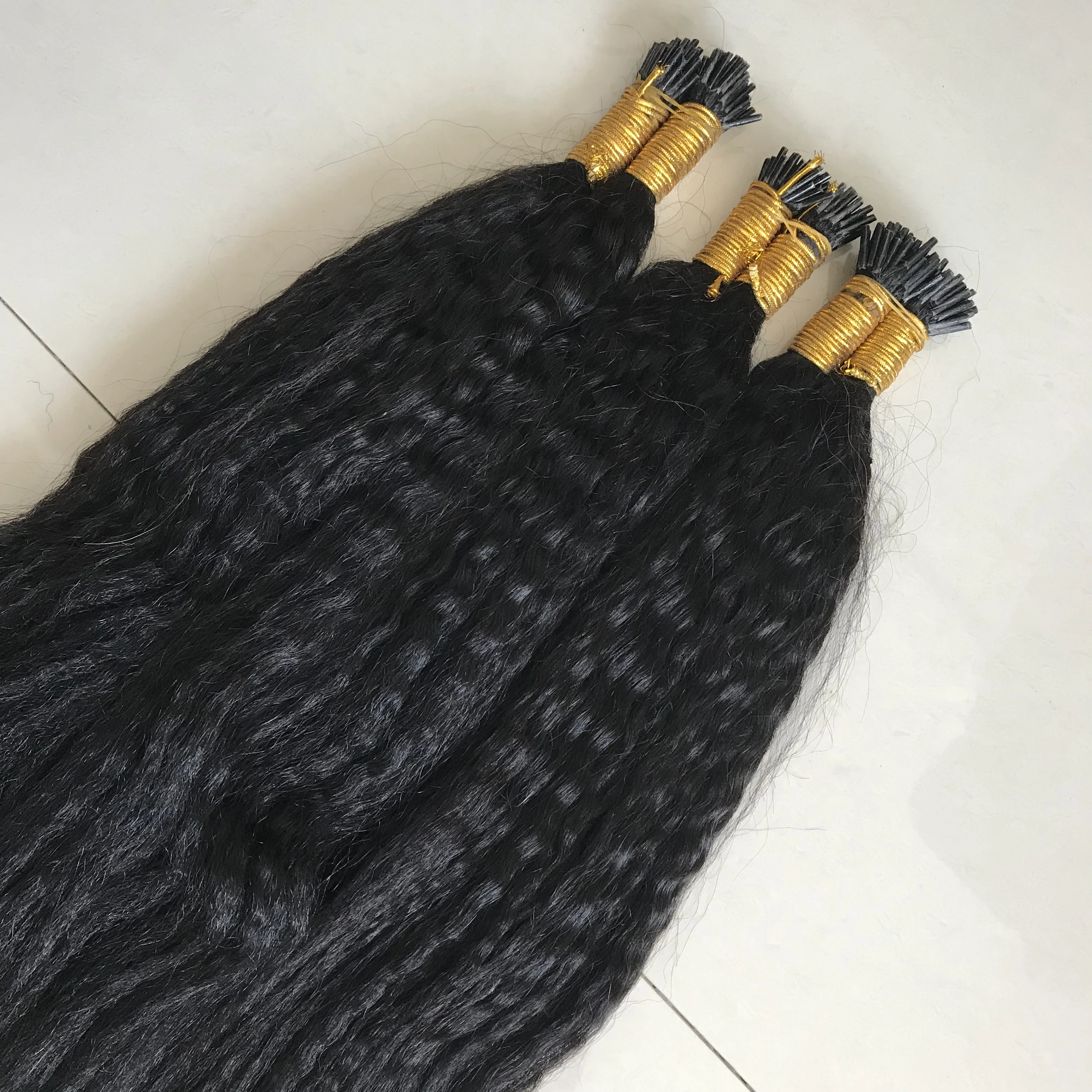HOT 11.11 Kinky Straight I Tip Hair Extensions Natural 50g/package Fusion Hair Extensions Yaki Keratin Pre Bonded Remy