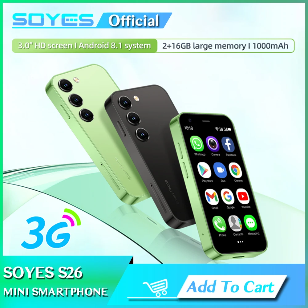 SOYES S26 Ultra-thin Smartphone 2GB RAM 16GB ROM Android8.1 Dual SIM Standby 1000mAh 3G Network Compact Mobile Phone cheapest smart phone cectdigi y47 android 9 0 2gb ram 16gb rom 6 5 inch big screen smartphone unlocked dual sim mobile phone