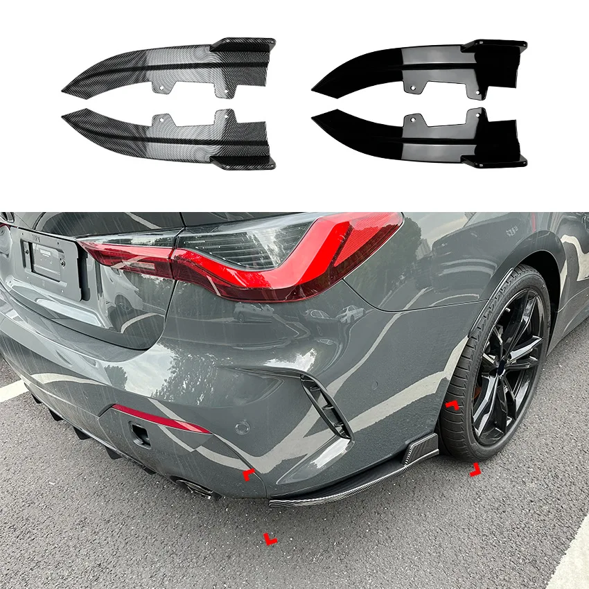 

For BMW 4 Series G22 G23 M Sport 2020+ Car Rear Bumper Wrap Angle Protection Corner ABS Black External Modification Body Kit