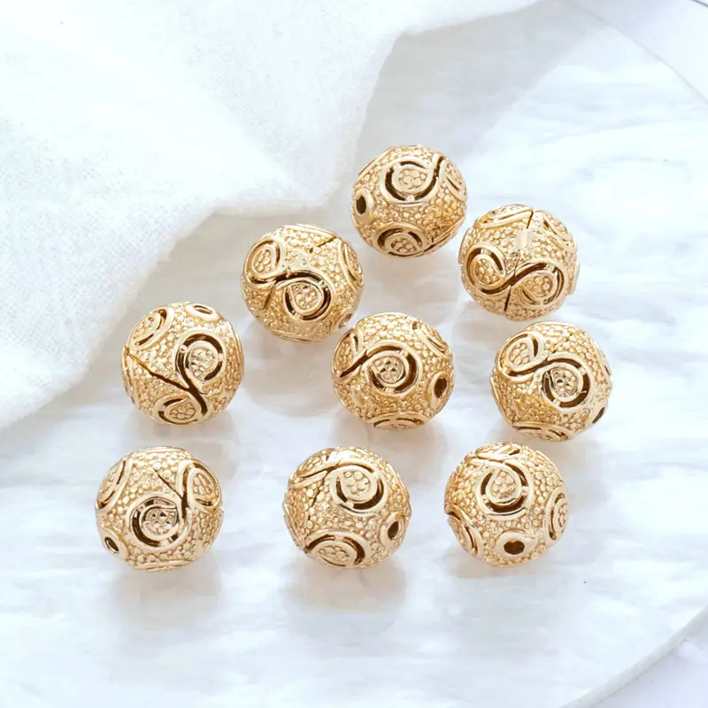 

6PCS 10.5MM 24K Gold Color Brass Thread Spacer Beads Round Bracelet Beads High Quality Diy Jewelry Accessories