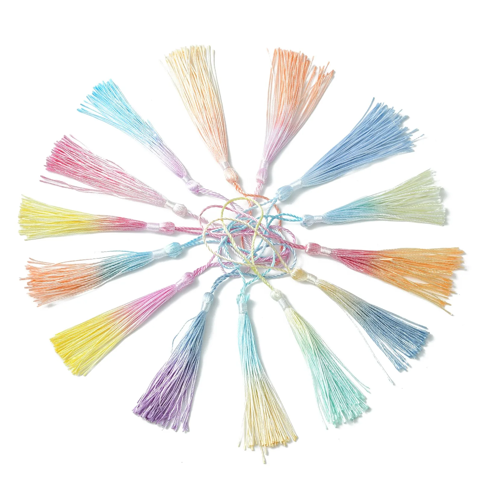 

30 шт. шелковая подвеска с кисточкой с петлями, 5 дюймов, градиент, полиэфирная кисточка, подвеска, украшение для закладки, брелок, «сделай сам», ювелирные изделия