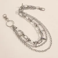 New Punk Rivets Pants Chain for Women Men Hip Hop Silver Color Multilayer Waist Chain Dress Jewelry Gothic Rock Accessories 3