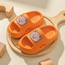  Cute Summer Kids Slippers Cartoon Bear Children Baby Soft Home Rubber Slippers Waterproof Non-slip Boys Girls Beach Soft Shoes 