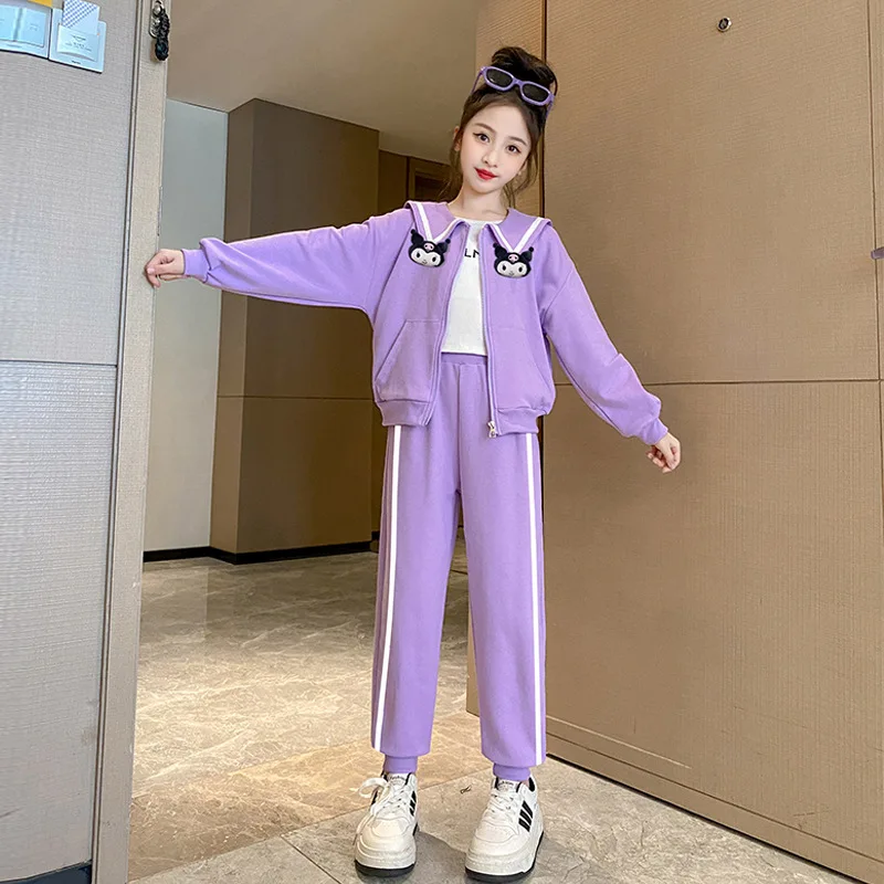 

Anime Sanrio Girls Clothes Setsy2K Coat Pants Kuromi Halloween Jk Children's Top and Bottom Set Clothes Girls From 2 To7 Years