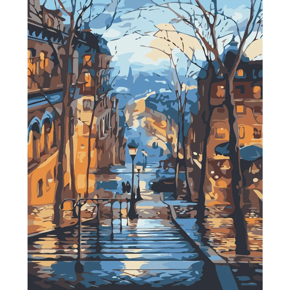 

Painting By Numbers Scenery DIY Oil Coloring By Numbers Street Landscape Canvas beautiful Landscape Decorative DIY