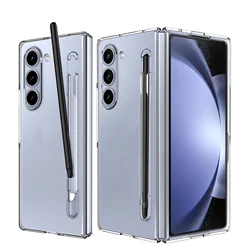 Premium Skin-Feel PC Case with S Pen Holder and Storage for Samsung Z Fold 5 (Clear)