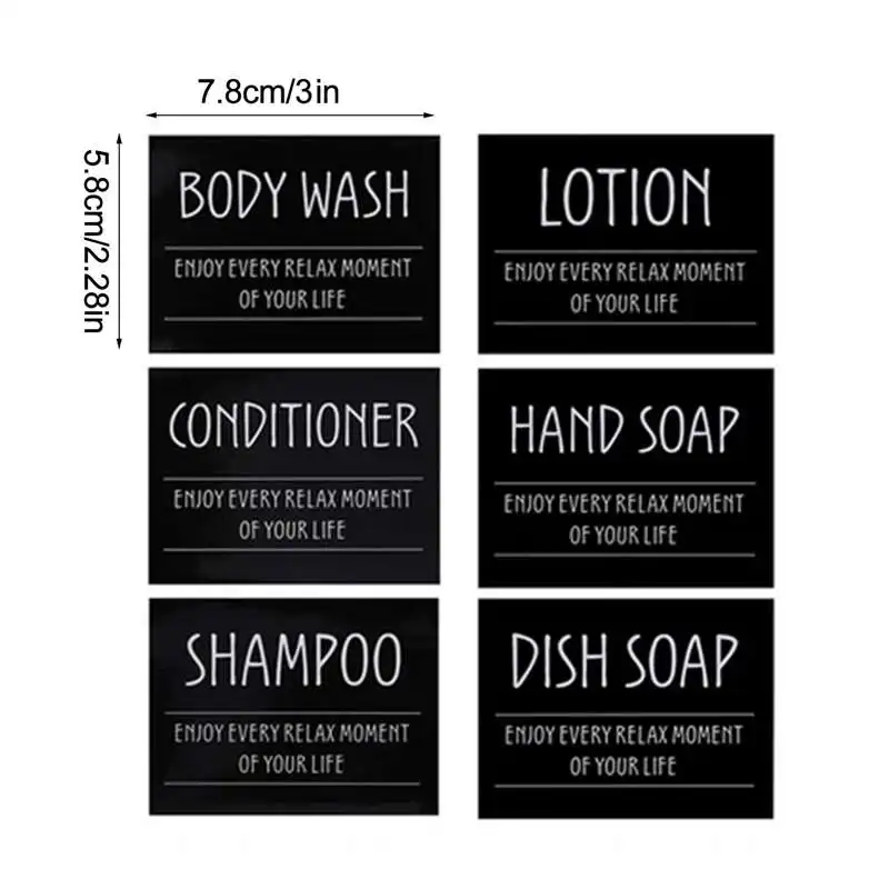 Bathroom Labels Sticker Set 3/4/6pcs Waterproof Soap Dispenser Stickers Bottle Label Farmhouse Bathroom Kitchen Hand Soap Shampoo Lotion Conditioner Labels