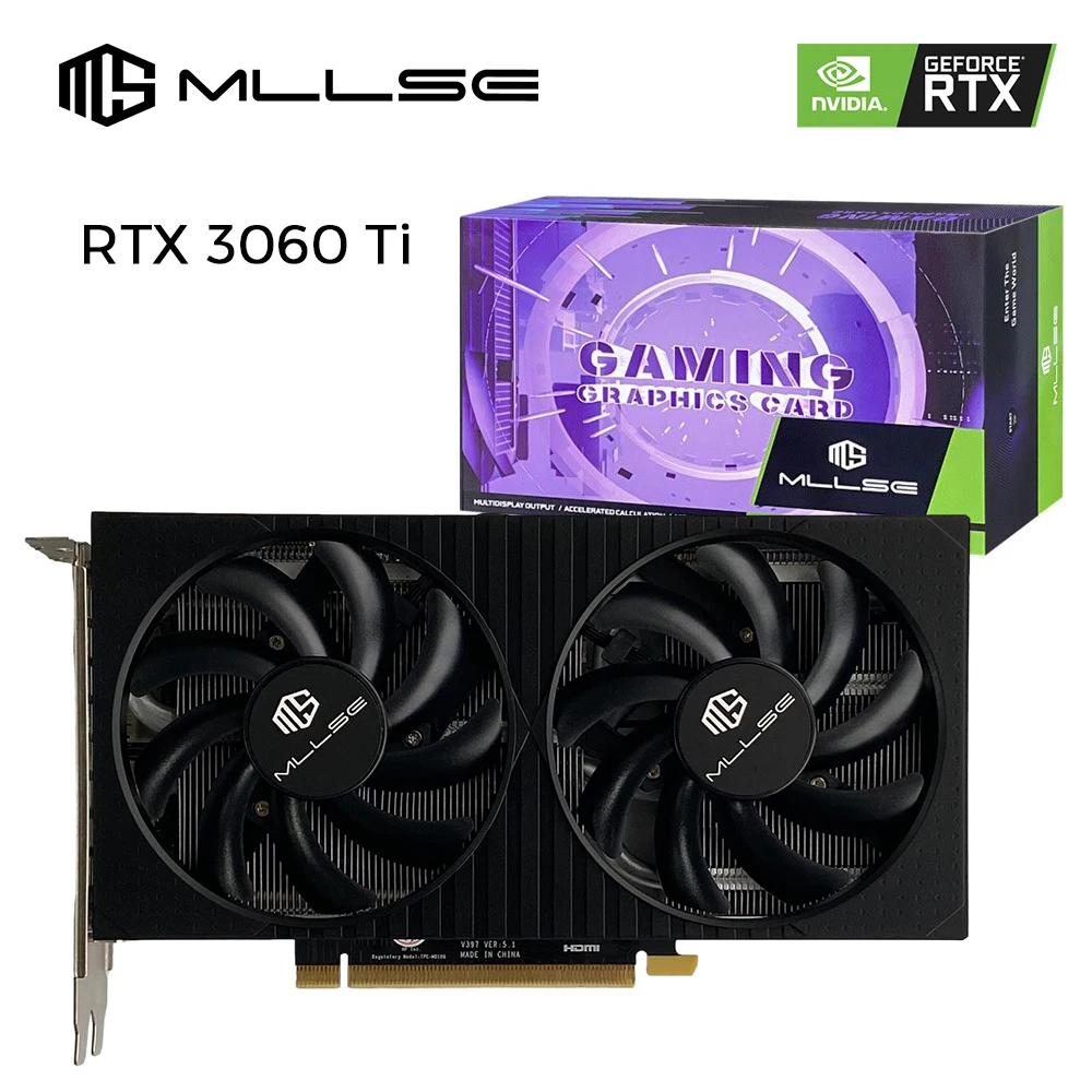 Mllse Placa De Video Nvidia Geforce Rtx 3060 Ti 8Gb Scheda Grafica Gddr6 256-Bit Pcie 4.0X16 Hd 8 Nm Ga104 Desktop Gaming Gpu